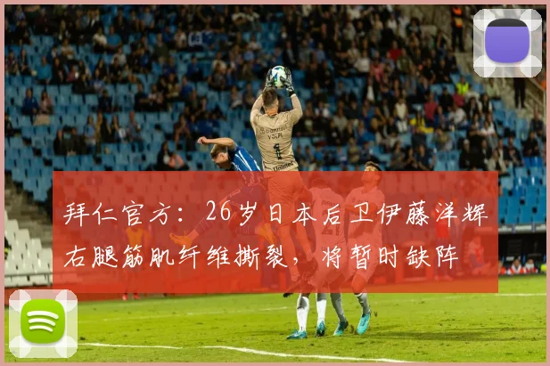 拜仁官方：26岁日本后卫伊藤洋辉右腿筋肌纤维撕裂，将暂时缺阵